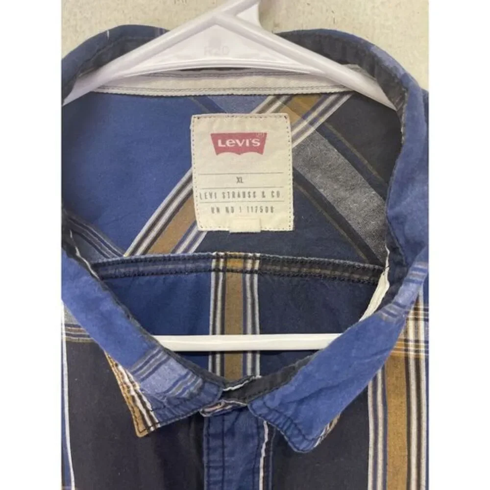 Levi's Plaid Shirt Men XL‎  Blue Western Classiccore Corpcore Careerwear